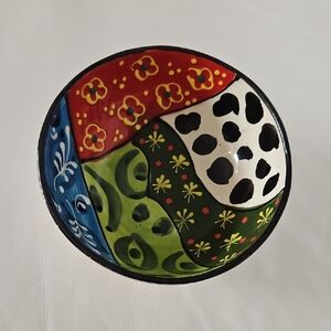 Del Rio Salado Handcrafted, Hand Painted Multicolor Ceramic Art Pottery Bowl
